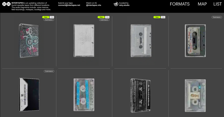 Intertapes – collection of found cassette tapes from different locations