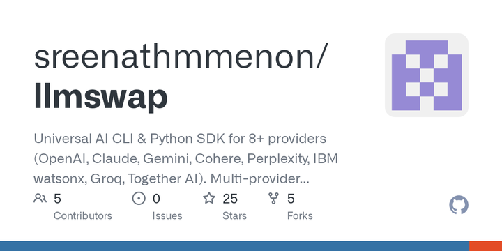 Show HN: LLMSwap – Switch between LLM providers with one line of code