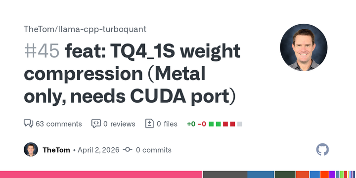 TurboQuant model weight compression support added to Llamacpp