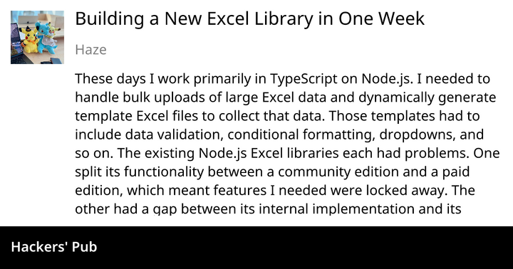 Building a New Excel Library in One Week
