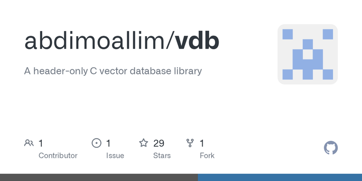 A header-only C vector database library