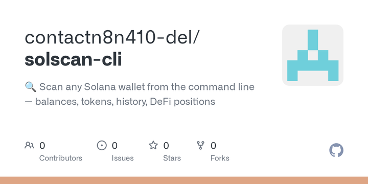 Show HN: Solscan-CLI – Scan Solana wallets and audit DeFi from terminal
