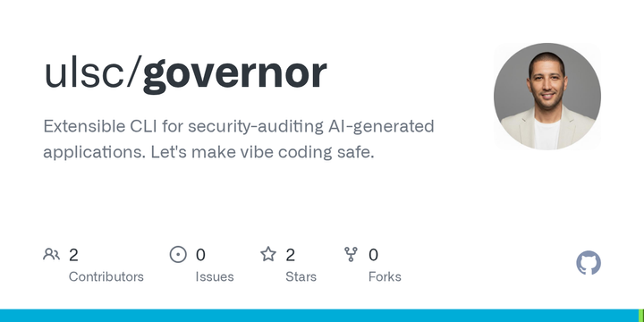 Governor: Extensible CLI for security-auditing AI-generated applications