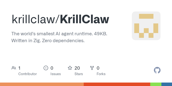 Show HN: KrillClaw – 49KB AI agent runtime in Zig for $3 microcontrollers