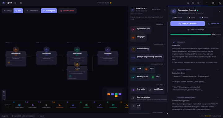 Show HN: Opaal Visual multi-agent prompt designer for Claude Code and agentic AI