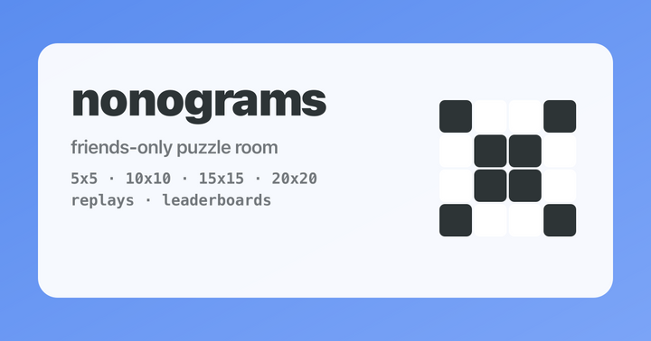 Show HN: Nonograms – Friends-only puzzle room with replays and leaderboards
