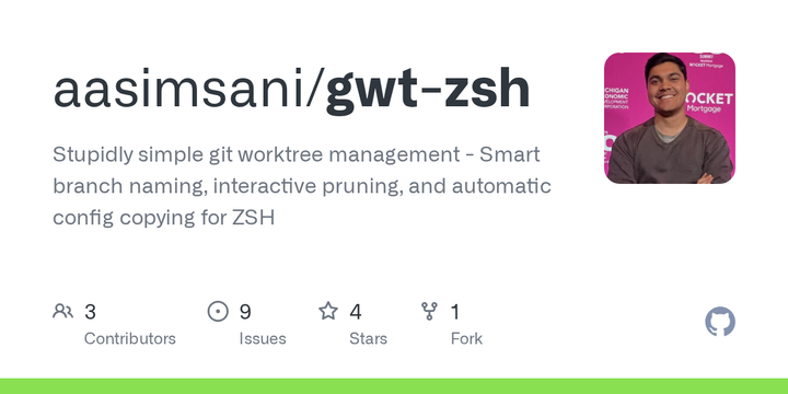 Show HN: gwt-zsh – Stupidly simple Git worktree management