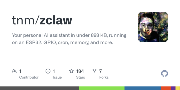 zclaw: personal AI assistant in under 888 KB, running on an ESP32