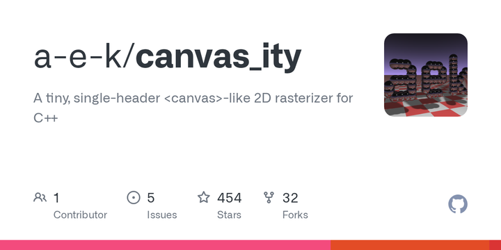 Canvas_ity: A tiny, single-header <canvas>-like 2D rasterizer for C++