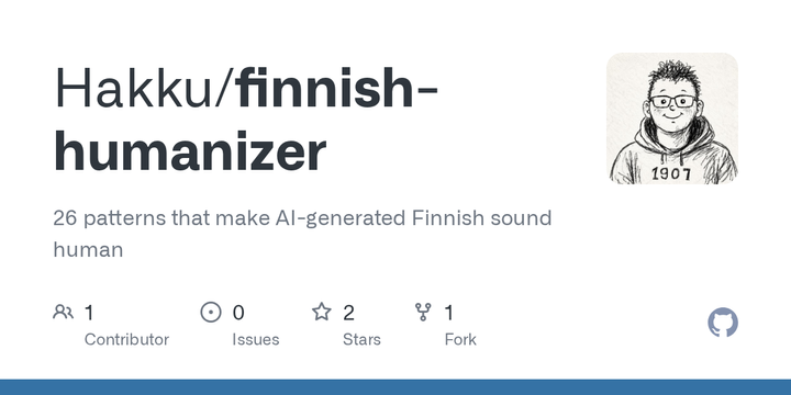 Show HN: Finnish Humanizer – 26 patterns for detecting AI-generated Finnish text