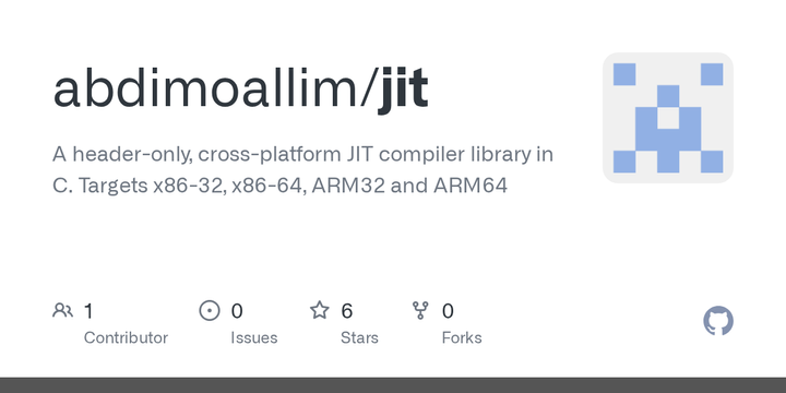 JIT: A header-only, cross-platform JIT compiler library in C