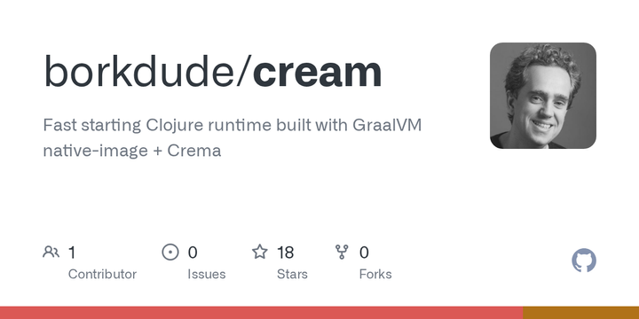 Fast starting Clojure runtime built with GraalVM native-image and Crema