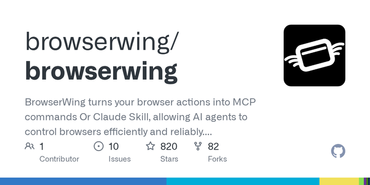 BrowserWing turns the browser actions into MCP commands Or Claude Skill
