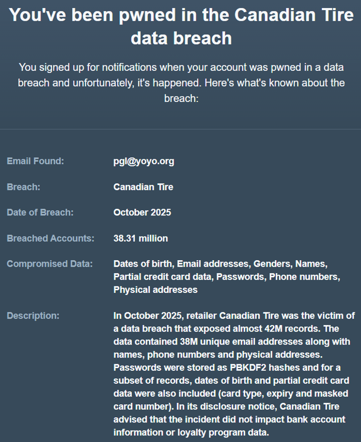 There is no reason Canadian Tire company should have any of my data