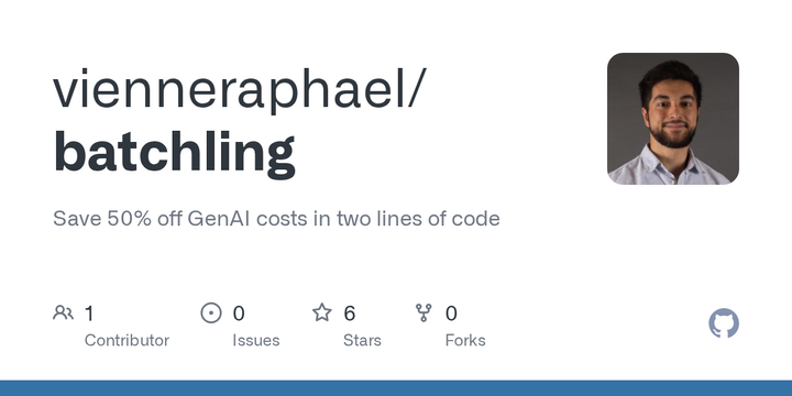 Show HN: Batchling – save 50% off any GenAI requests in two lines of code