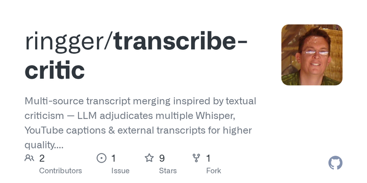 Show HN: Transcribe-Critic – Merge transcript sources for stronger transcript