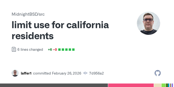 California results are not authorised to use MidnightBSD