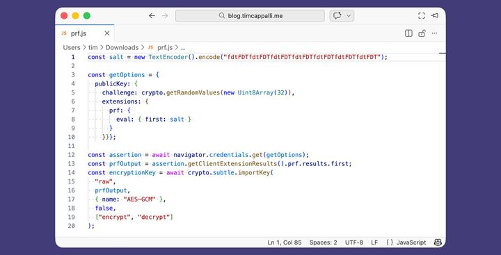 Don't use passkeys for encrypting user data