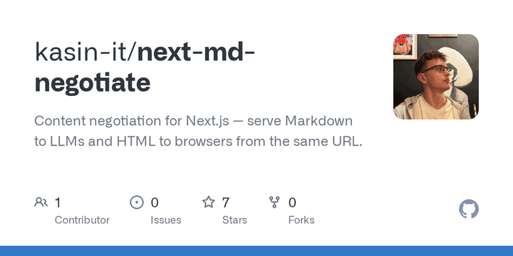 Serve Markdown to LLMs from your Next.js app