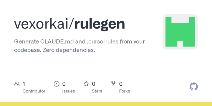 Show HN: Rulegen – Auto-generate Claude.md and .cursorrules from your codebase