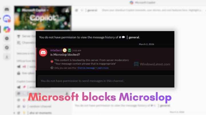 Microsoft bans the word "Microslop" on its Discord, then locks the server