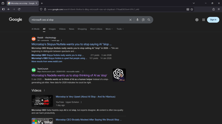 A [Firefox, Chromium] extension that converts Microsoft to Microslop