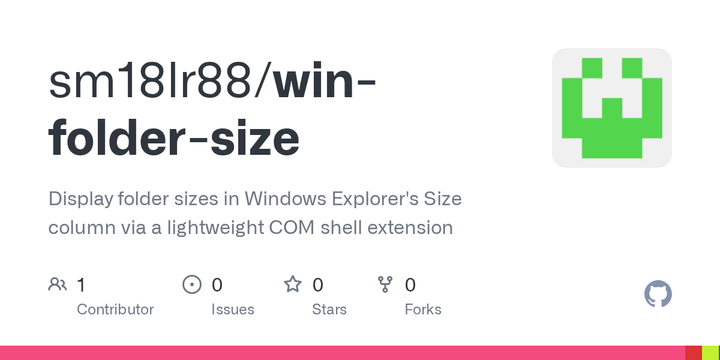 Show HN: Display folder sizes in Win11 Explorer's Size column