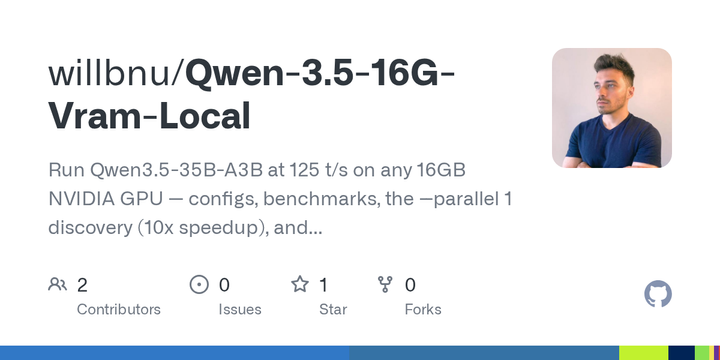 Qwen3.5-35B – 16GB GPU – 100T/s with 120K context AND vision enabled