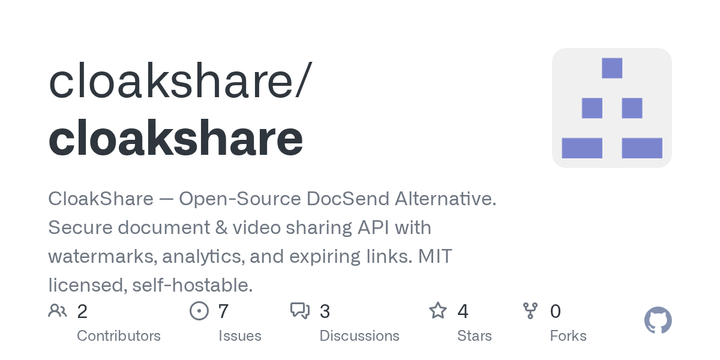 CloakShare – Open-source DocSend alternative with video streaming (MIT)