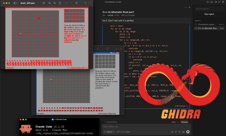 Show HN: Reviving a 20-year-old puzzle game Chromatron with Ghidra and AI