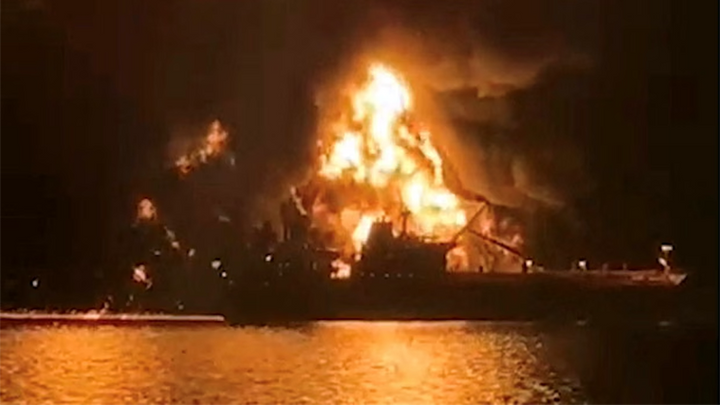 US- and Greek-owned tankers ablaze after Iran claims 'underwater drone' strike