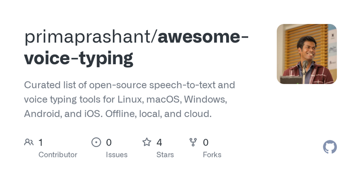 Voice Typing – Curated list of open-source speech-to-text tools