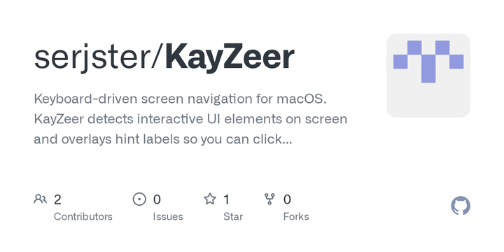 Show HN: KayZeer – Vimium-style keyboard navigation for macOS