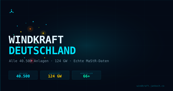 Interactive map of all 40,500 wind turbines in Germany (real government data)