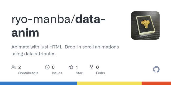 Show HN: Data-anim – Animate HTML with just data attributes
