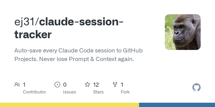 Show HN: Auto-Save Claude Code Sessions to GitHub Projects