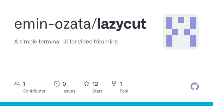 Lazycut: A simple terminal video trimmer using FFmpeg